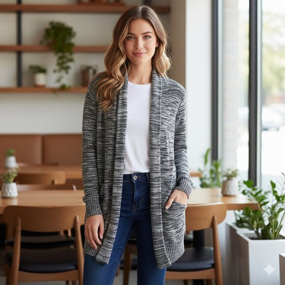 Wilfred Aritzia Flaubert Cardigan Sweater Duster Heathered Gray Draped Size XS - Picture 1 of 15